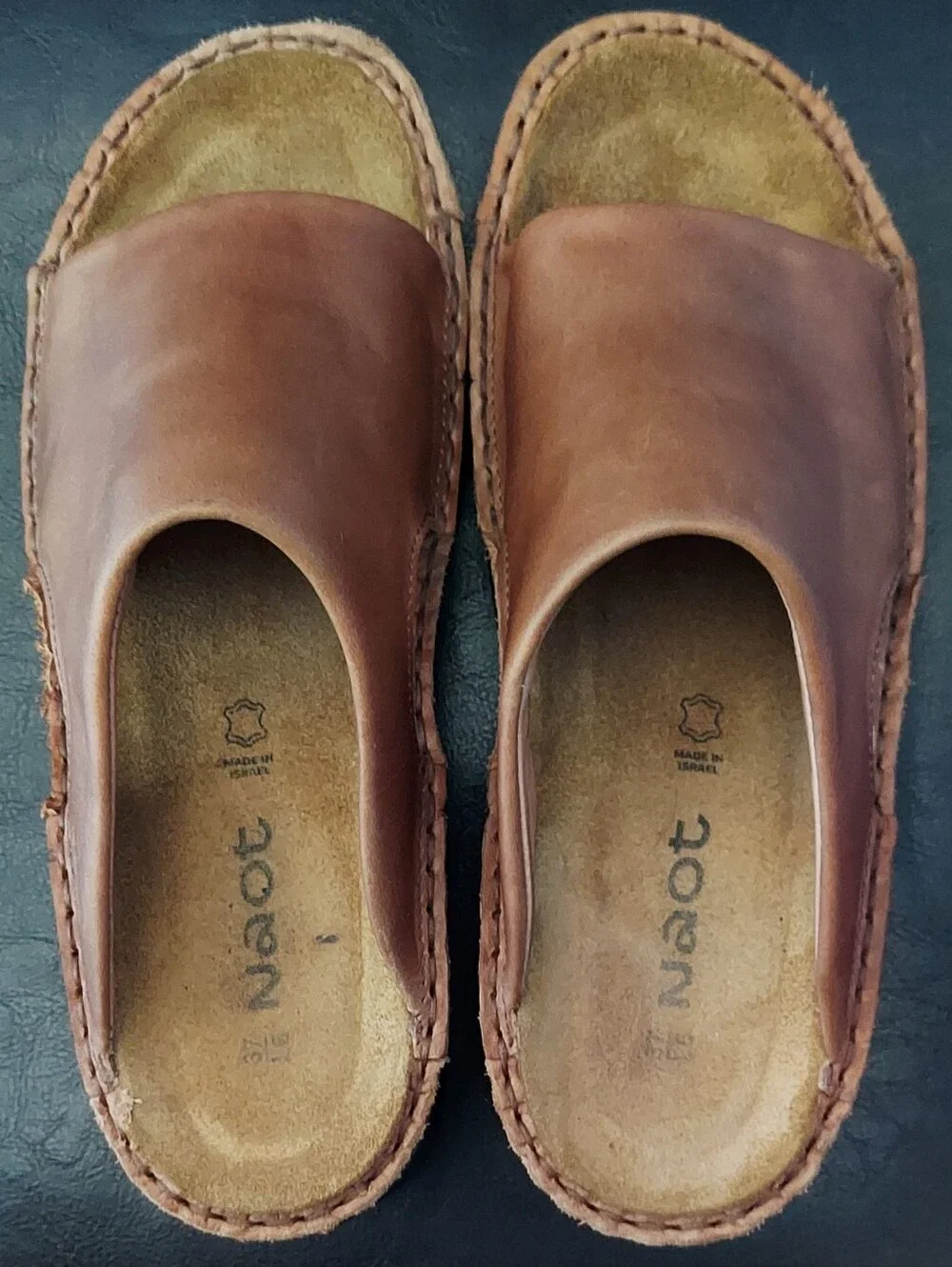 Naot Rome Slide Sandals Latte Brown Leather Women Size 37 (6.5/7) Comfy